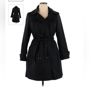 London Fog Black Double Breasted Trench Coat 1XL